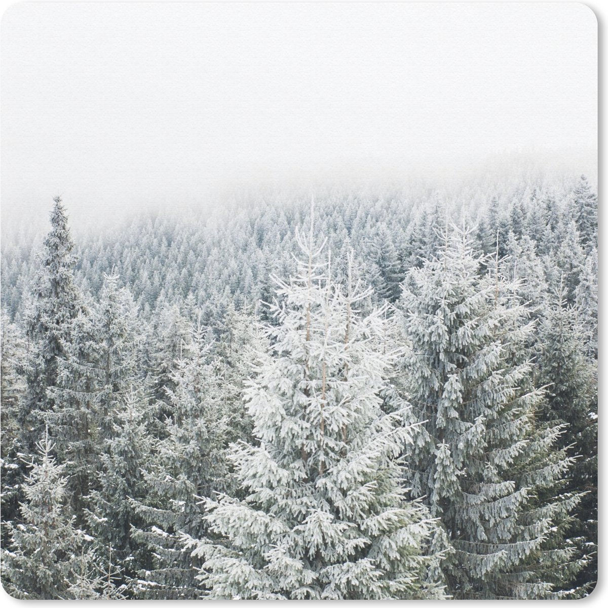 Muismat 30x30 cm - Mousepad Bos - Sneeuw - Winter - Seizoenen - Dennenboom - Muismatten