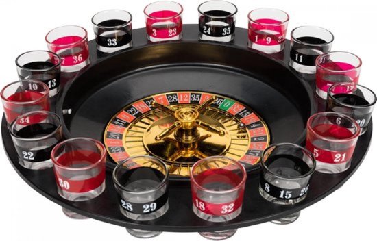 Thumbnail van een extra afbeelding van het spel Femur Roulette Drankspel – Roulette Drinking Game – Drankspelletjes – Gezelschapsspel – Shotspel – Bekend van TikTok - Inclusief 16 shotglaasjes