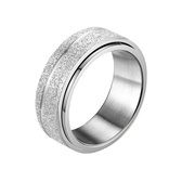 Despora - Anxiety Ring - (Glitter/Streep) - Stress Ring - Fidget Ring - Draaibare Ring - Spinning Ring - Spinner Ring - Zilverkleurig RVS - (20.75 mm / maat 65)