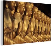 Wanddecoratie Metaal - Aluminium Schilderij Industrieel - Buddhas op een rij - 120x80 cm - Dibond - Foto op aluminium - Industriële muurdecoratie - Voor de woonkamer/slaapkamer