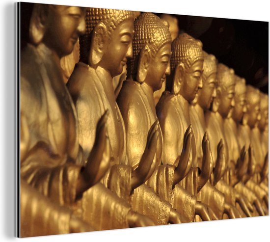 Wanddecoratie Metaal - Aluminium Schilderij - Buddhas op een rij