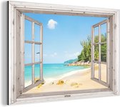 Wanddecoratie Metaal - Aluminium Schilderij Industrieel - Doorkijk - Strand - Zand - 30x20 cm - Dibond - Foto op aluminium - Industriële muurdecoratie - Voor de woonkamer/slaapkamer