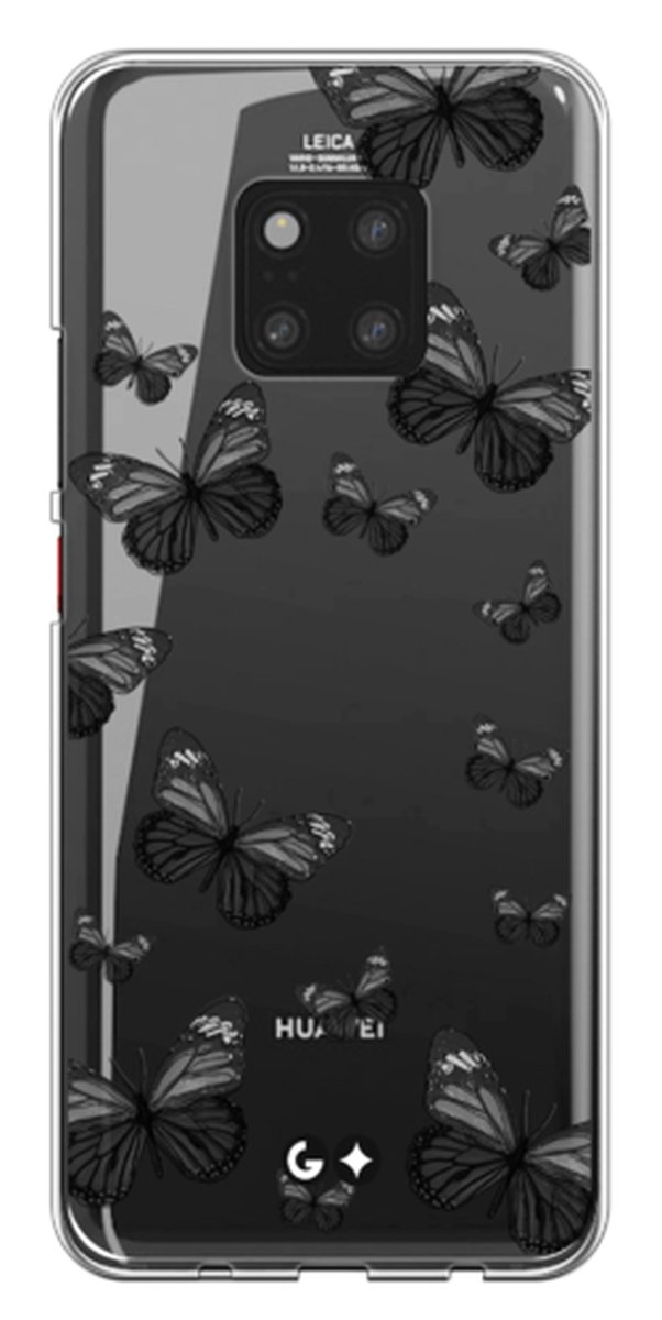 Telefoonhoesje geschikt voor Huawei Mate 20 Pro - Transparant Siliconenhoesje - Flexibel en schokabsorberend - Dierencollectie - Beauty Flies - Zwart