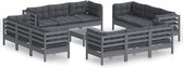 vidaXL - 13-delige - Loungeset - met - antracietkleurige - kussens - grenenhout