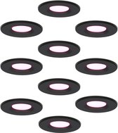 HOFTRONIC - 10x Venezia Smart Spots Zwart - Petite profondeur d'encastrement 45mm - RGBWW - IP65 Spots Spots encastrés pour salle de bain, cuisine et chambre - 6 Watt 420 Lumen