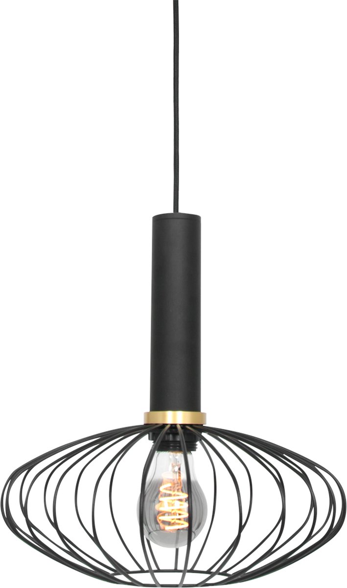 Open hanglamp Aureole | zwart / goud | metaal | Ø 28 cm | in hoogte verstelbaar tot 170 cm | eetkamer / woonkamer / slaapkamer lamp | modern / landelijk design