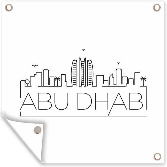Skyline Abu Dhabi noir sur blanc 50x50 cm
