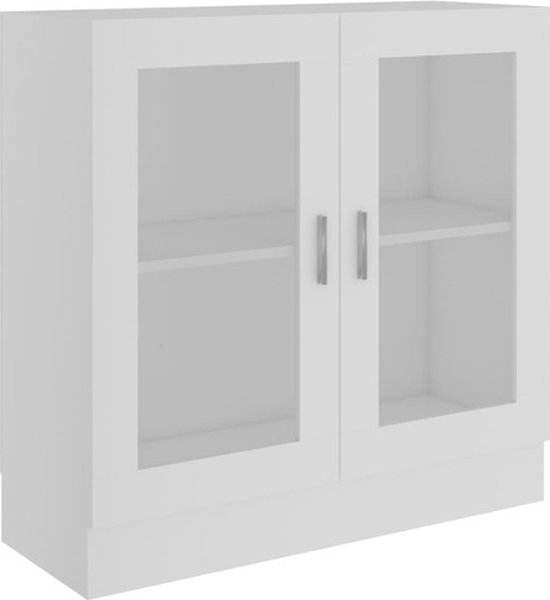 Libreria Con Vetrina Bianca - 82.5x30.5x80 Cm, Legno Multistrato, Per Soggiorno O Cameretta