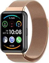 Milanees Smartwatch bandje - Geschikt voor Huawei Watch Fit 2 Milanese band - rosé goud - Strap-it Horlogeband / Polsband / Armband