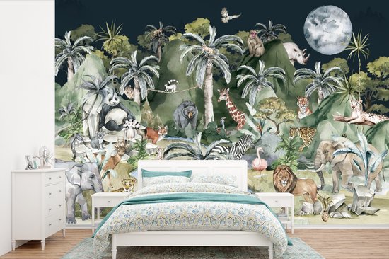 Papier Peint - Papiers Papier peint photo Enfants - Décoration Jungle - Éléphant - Largeur 450 cm x Hauteur 300 cm