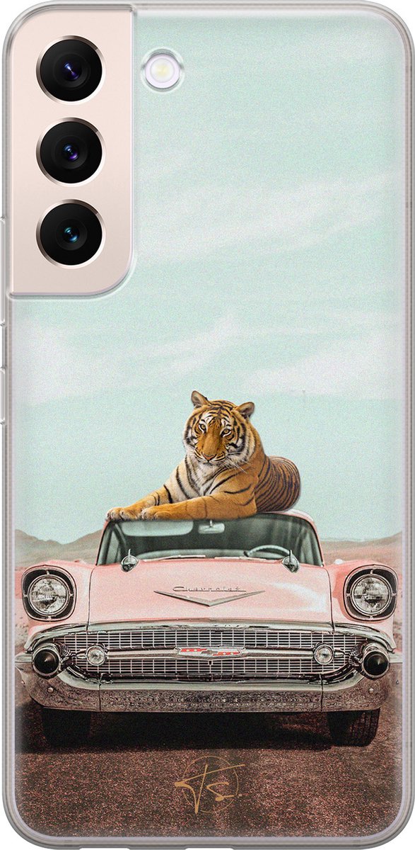 Hoesje geschikt voor Samsung Galaxy S22+ - Chill tijger - Soft Case - TPU - Print - Blauw - ELLECHIQ