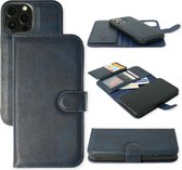 HB Hoesje Geschikt voor Apple iPhone 12 & 12 Pro Blauw - 2 in 1 Luxe Kunstlederen Portemonnee Book Case met Extra Vakken