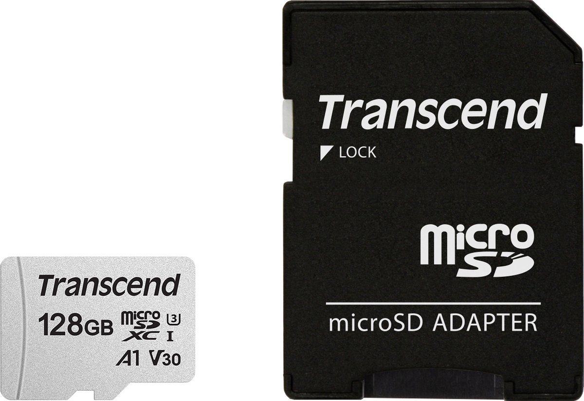 Transcend UHS-I U3 A1 MicroSD kaart - 128GB - Zilver