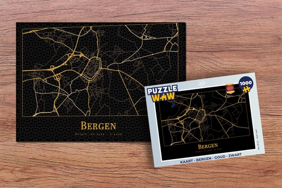 Puzzel Kaart - Bergen - Goud - Zwart - Legpuzzel - Puzzel 1000 stukjes volwassenen