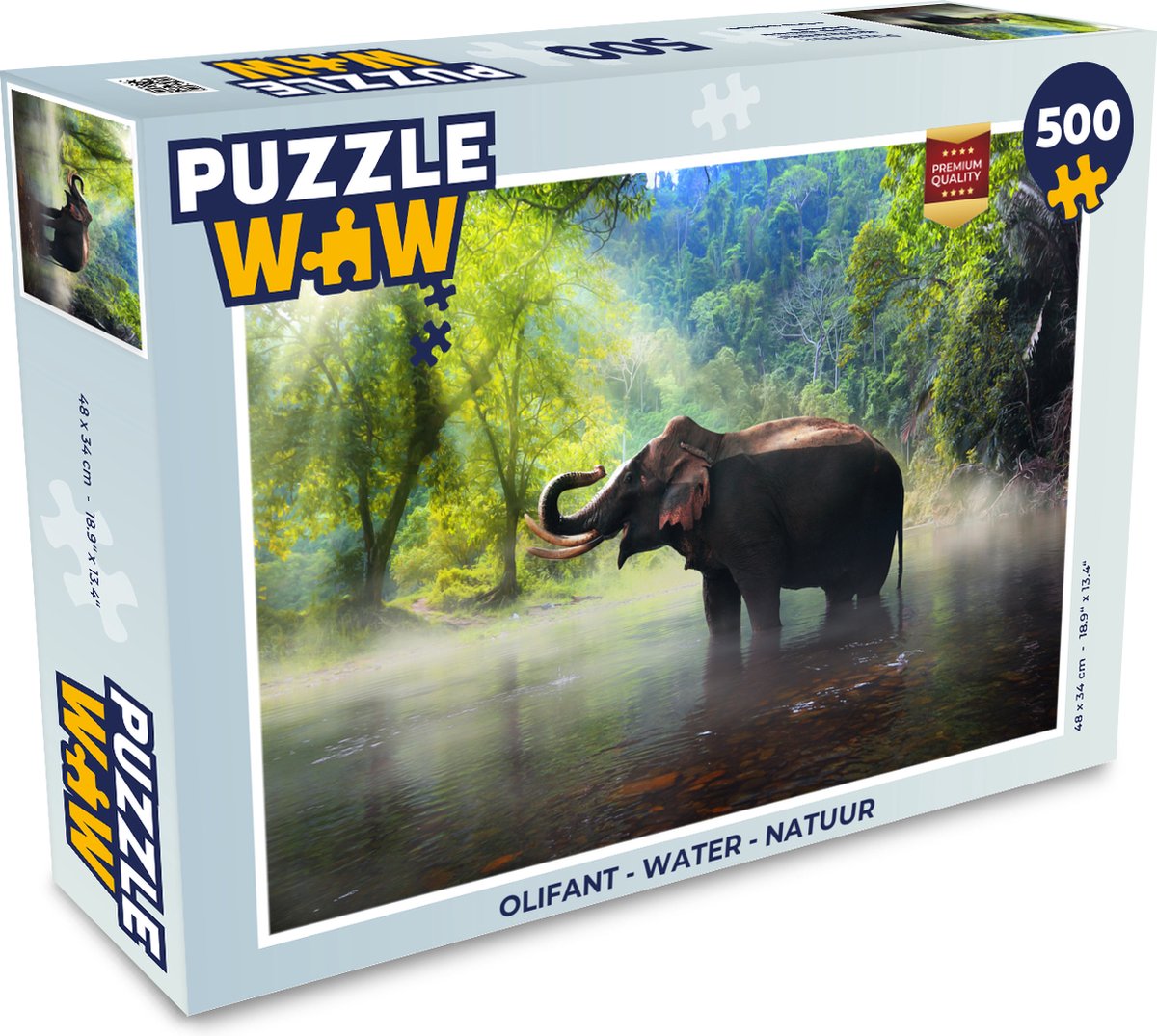 Puzzel Olifant - Water - Natuur - Legpuzzel - Puzzel 500 stukjes
