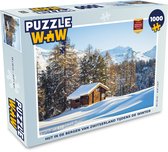 Puzzel Hut in de bergen van Zwitserland tijdens de winter - Legpuzzel - Puzzel 1000 stukjes volwassenen