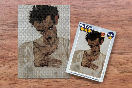 Puzzle Autoportrait avec Head baissée - Egon Schiele - Puzzle - Puzzle 1000 pièces adultes - Sinterklaas cadeaux - Sinterklaas pour les grands enfants