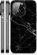 Transparant Hoesje iPhone 14 Pro Smartphone Hoesje met Zwarte rand Marmer Zwart