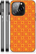 Smartphone Hoesje iPhone 14 Pro Cover Case met Zwarte rand Batik Orange