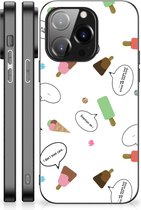 Silicone Back Case iPhone 14 Pro Telefoon Hoesje met Zwarte rand IJsjes