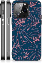 Silicone Back Cover iPhone 14 Pro Telefoonhoesje met Zwarte rand Palm Leaves