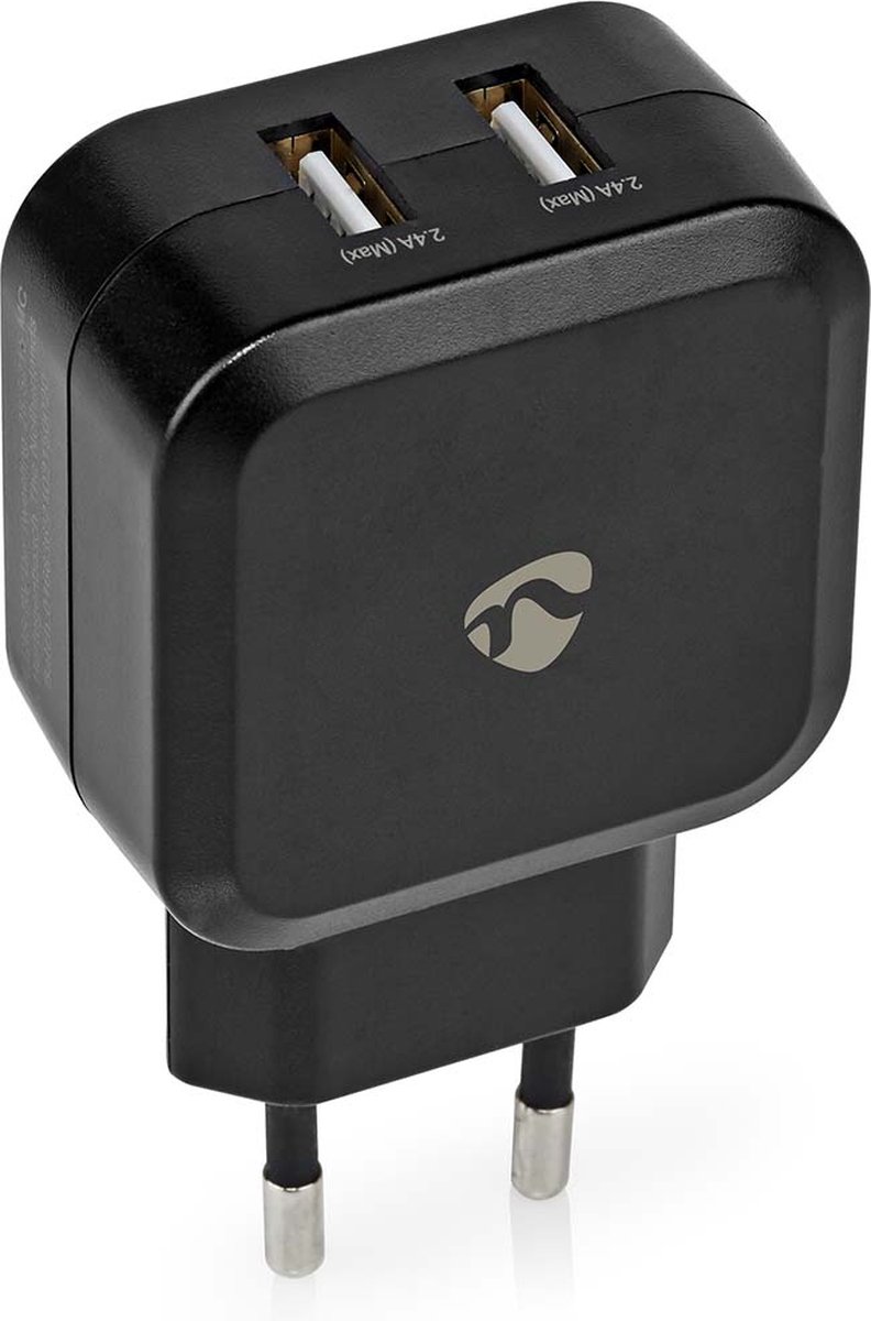 Oplader - 24 W - 2x 2.4 A - Outputs: 2 - 2x USB-A - Geen Kabel Inbegrepen - Single Voltage Output