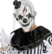 Widmann - Monster & Griezel Kostuum - Lucky Horror Masker Killerclown Met Haar En Minihoed - Zwart / Wit - Halloween - Verkleedkleding