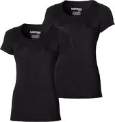 Apollo dames t-shirts korte mouw bamboo | ronde hals 2-pack | MAAT S | zwart