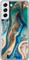 Hoesje geschikt voor Samsung Galaxy S21 FE - Magic marble - Soft Case - TPU - Marmer - Multi, Groen - Mooie Telefoonhoesjes