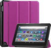 Tablet hoes geschikt voor Amazon Fire 7 (2022) tri-fold hoesje - book case met auto/wake functie - Paars