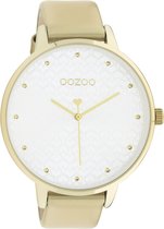 OOZOO Timpieces - goudkleurige horloge met goudkleurige leren band - C11035