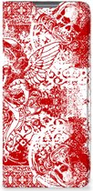 Book Style Case Xiaomi 12 Pro Smart Cover Angel Skull Red