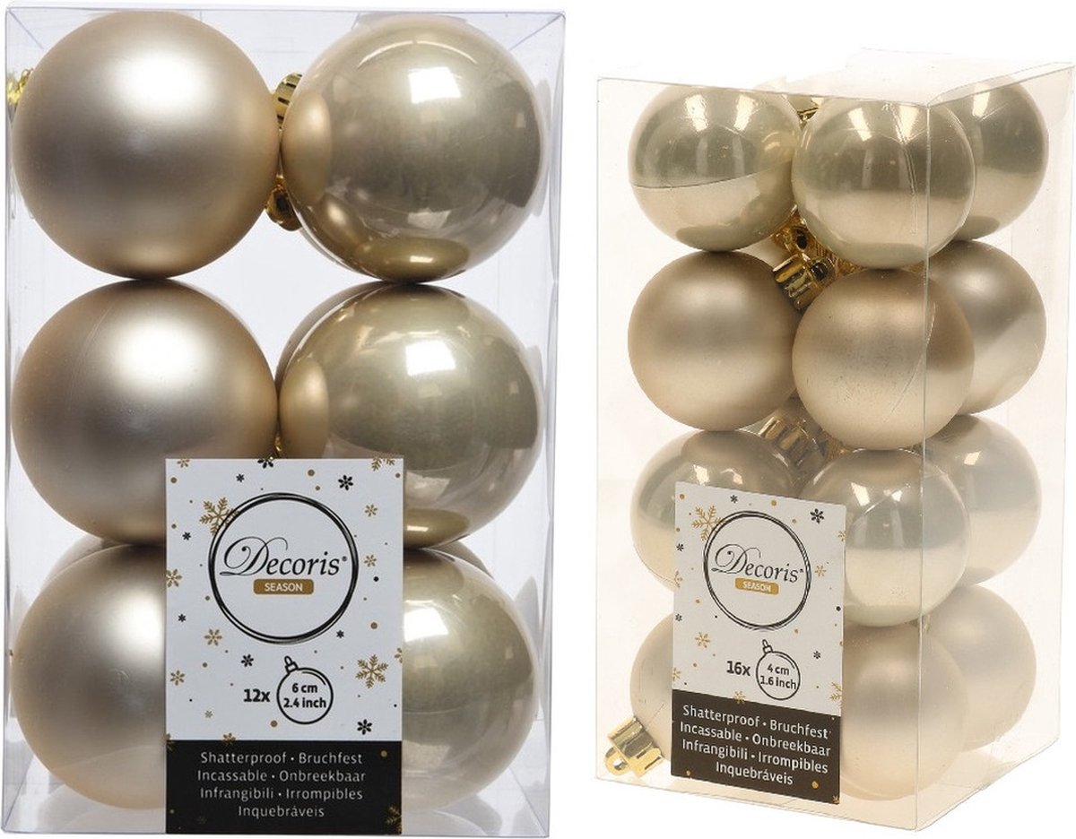 Kerstversiering kunststof kerstballen parel/champagne 4-6 cm pakket van 40x stuks - Kerstboomversiering