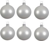 18x Winter witte glazen kerstballen 6 cm - Mat/matte - Kerstboomversiering winter wit