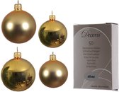 Compleet glazen kerstballen pakket goud glans/mat 38x stuks - 18x 4 cm en 20x 6 cm - Inclusief 50x haakjes