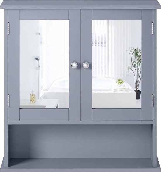 Bath Vida Het dubbele Kabinet van de Deurbadkamer, Hout, Wit, Spiegelend Muur