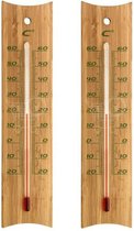 Set van 2x bamboe thermometer voor binnen en buiten 20 cm