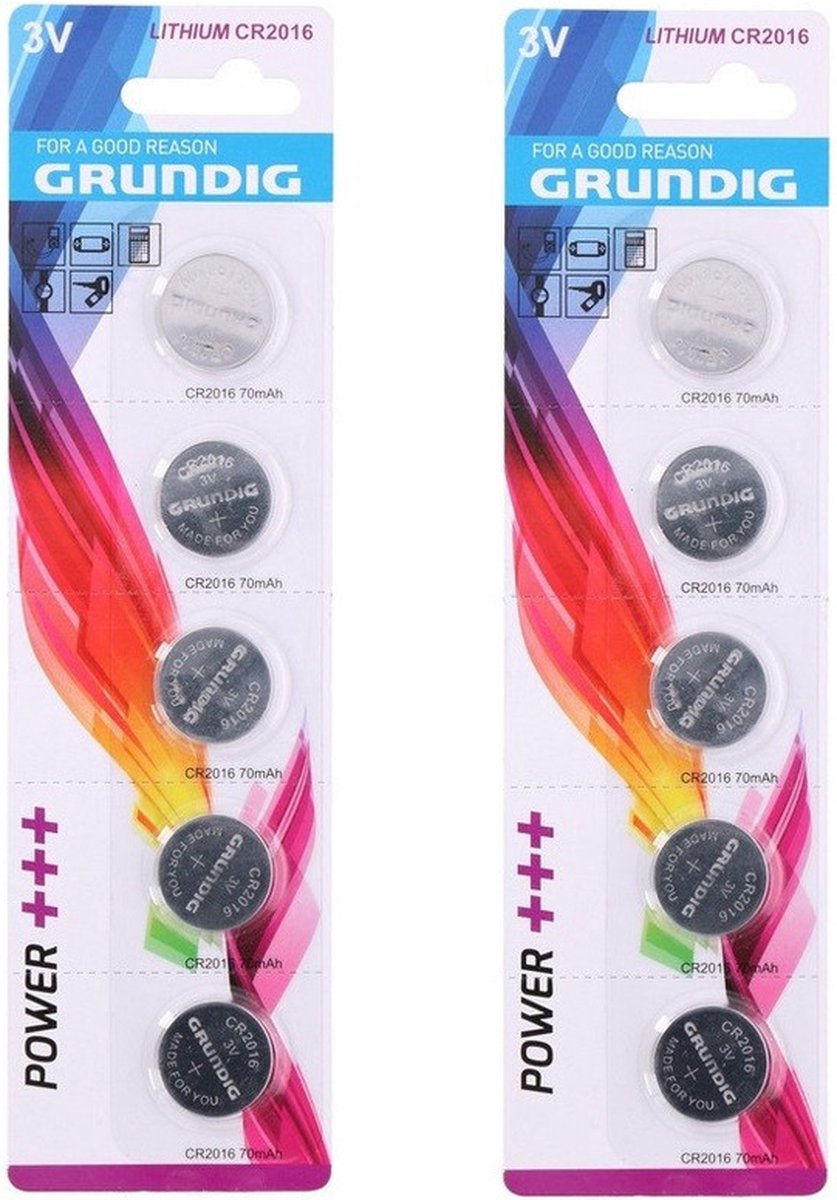 10x Knoopcel batterijen CR2016 - 3V - knoopcelbatterijen / knoopbatterijen