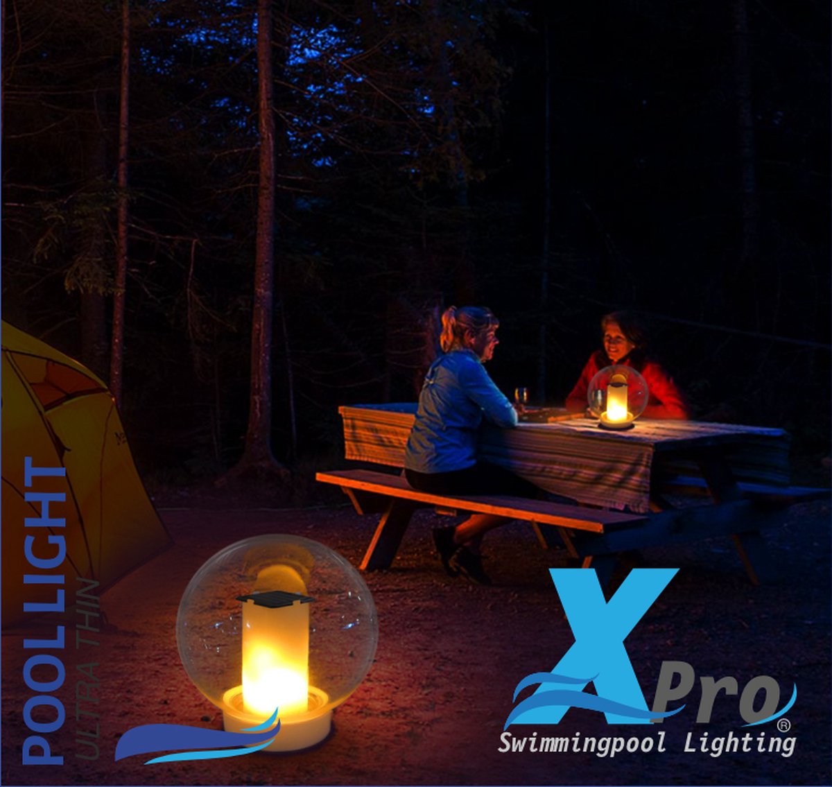 XPRO POOL | Solar zwembadlamp met bewegende vlam ( groot )