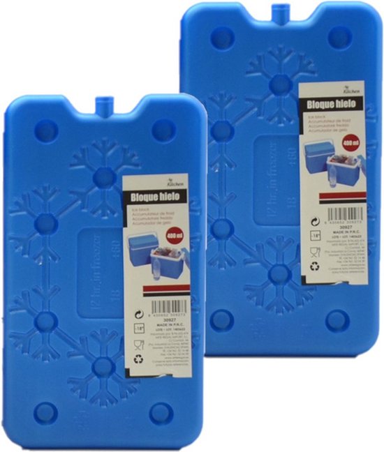 Koelelementen plat - 14 x 2 x 25 cm - blauw - 400 gram - Koelblokken/koelelementen voor koeltas/koelbox van KOEL — afbeelding 4