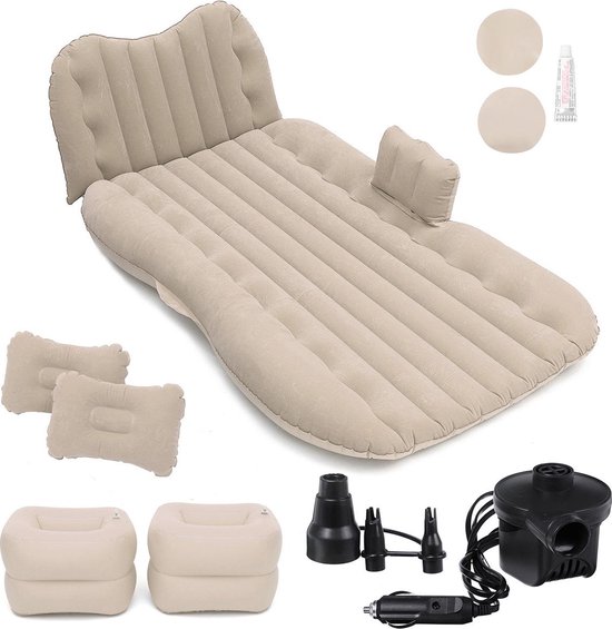 Auto Achterbank Cover Auto bed Reisbed Vochtbestendige Opblaasbare Matras Luchtbed voor Auto-interieur 135cmx88cmx36cm - Grijs van Merkloos — afbeelding 5