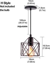 Homestyle Pro Mk001-B Industriële Hanglamp 18X18.5 Cm Zwart/Metaal