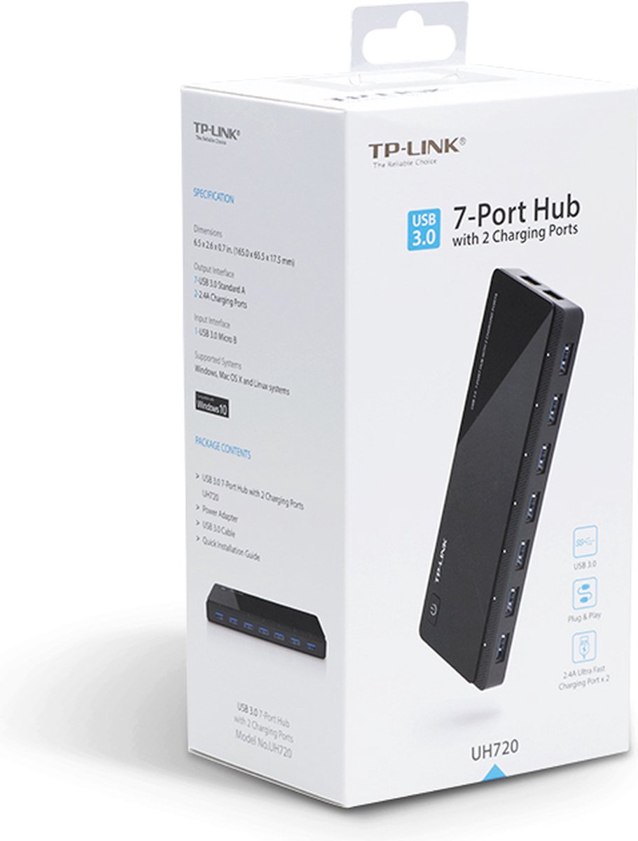TP-Link UH720 interface hub USB 3.2 Gen 1 (3.1 Gen 1) Micro-B 5000 Mbit/s Zwart