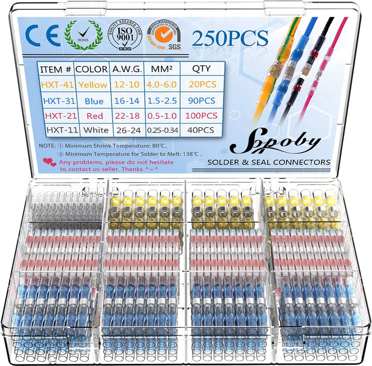 50 STKS Soldeer Afdichting Draadconnectoren Waterdicht Geïsoleerde