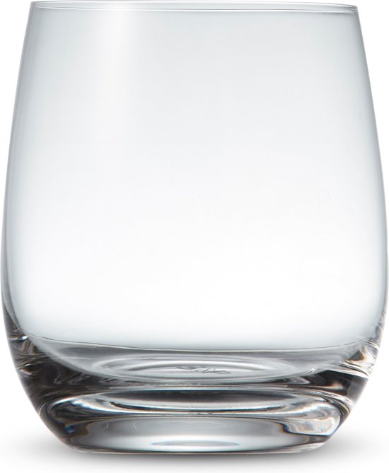 Un verre sphérique vide avec un fond épais.