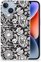 Telefoon Hoesje Geschikt voor iPhone 14 Mobiel Case Zwart Bloemen