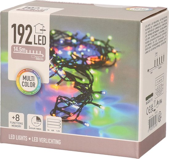Kerstverlichting op batterij gekleurd buiten 192 lampjes | bol.com