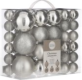 Babioles d'argent en plastique de Noël paquet boules de Noël 46x mix - décorations Décorations pour sapins de Noël/ décorations d'arbre / décorations de Noël