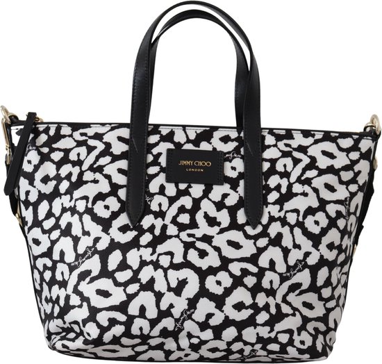 Jimmy Choo White & Black Nylon Candice Tote Shoulder Bag