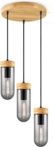 Home Sweet Home - Moderne Hanglamp Capri - 3 lichts hanglamp gemaakt van Glas en Hout - Rook - 30/30/132cm - Dekra getest - geschikt voor E27 LED lichtbron